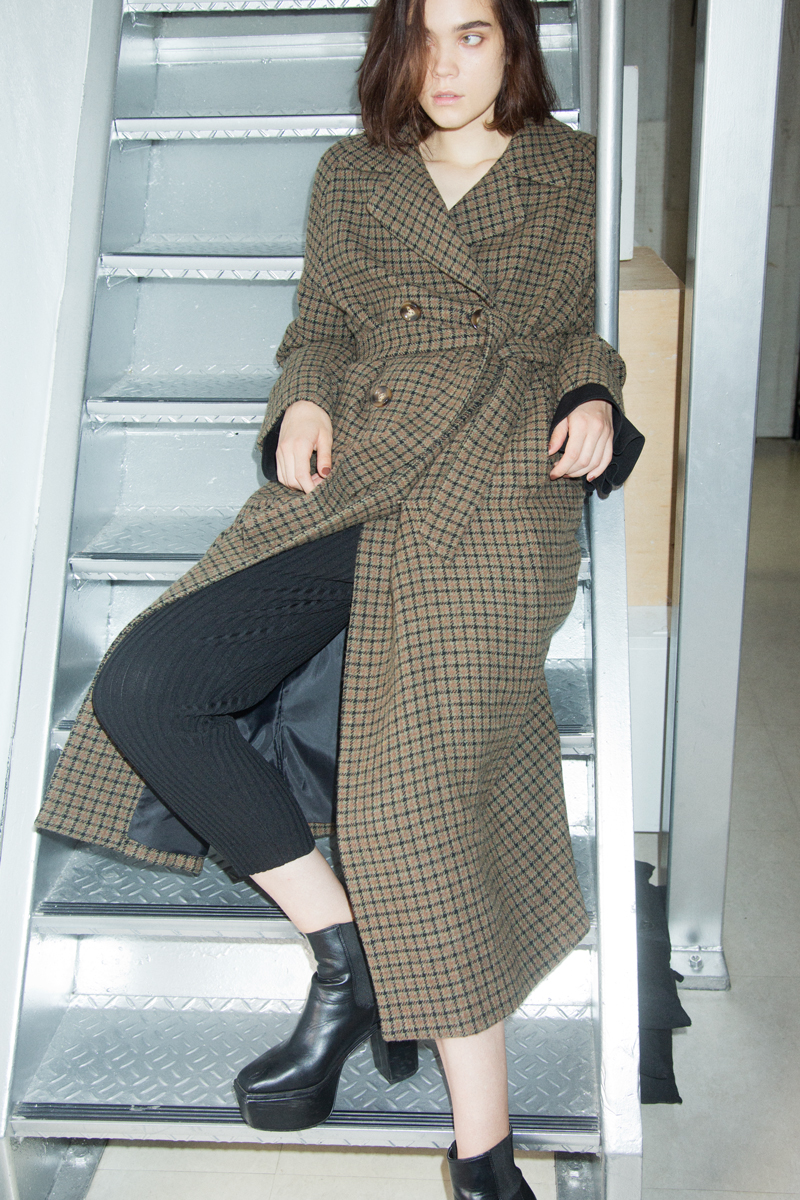 Checked Maxi Coat 詳細画像 Khaki 1