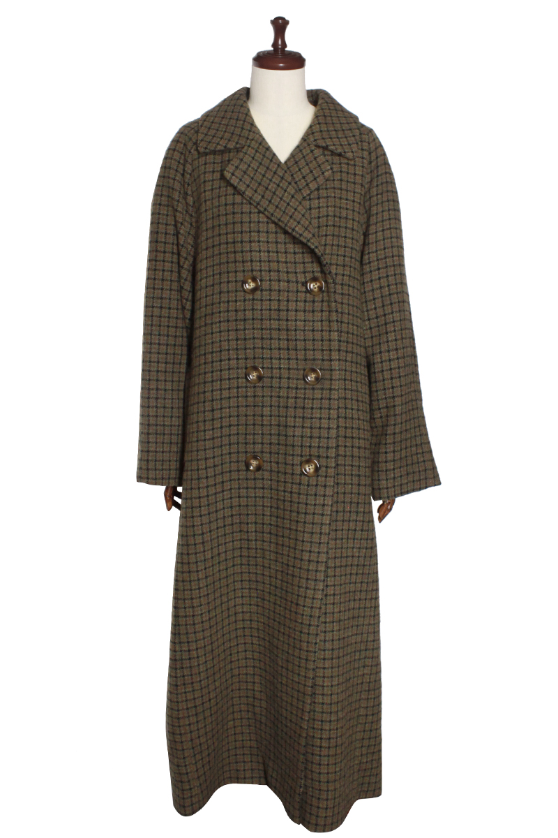 Checked Maxi Coat 詳細画像 Khaki 1
