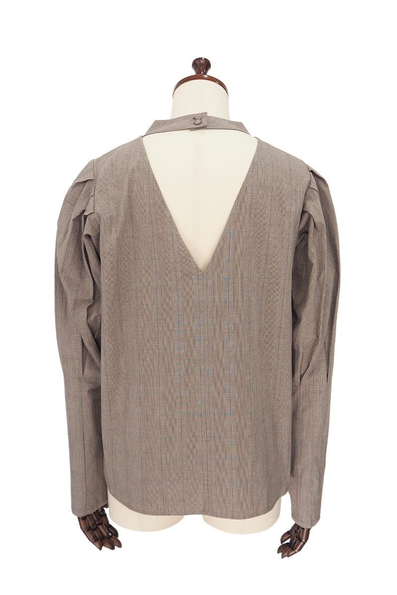 Standing Collar Blouse 詳細画像 Brown 2