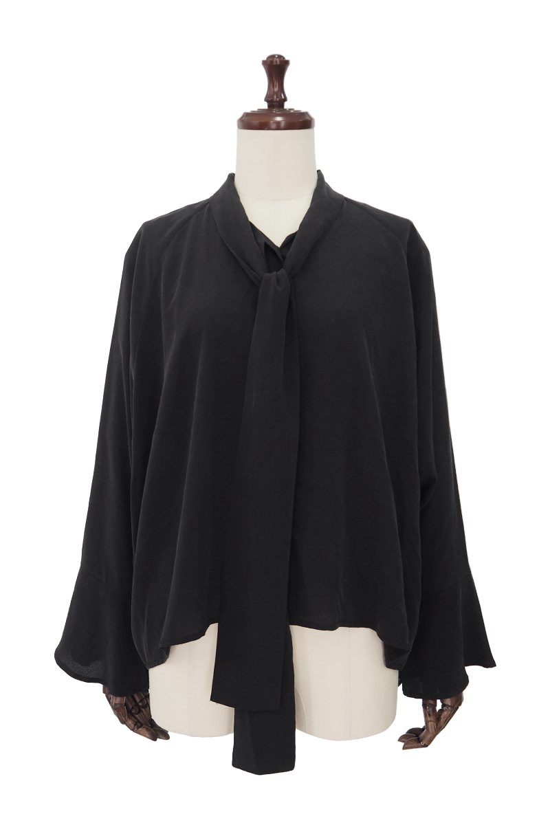 Loose Bow-tie Shirt 詳細画像 Black 2