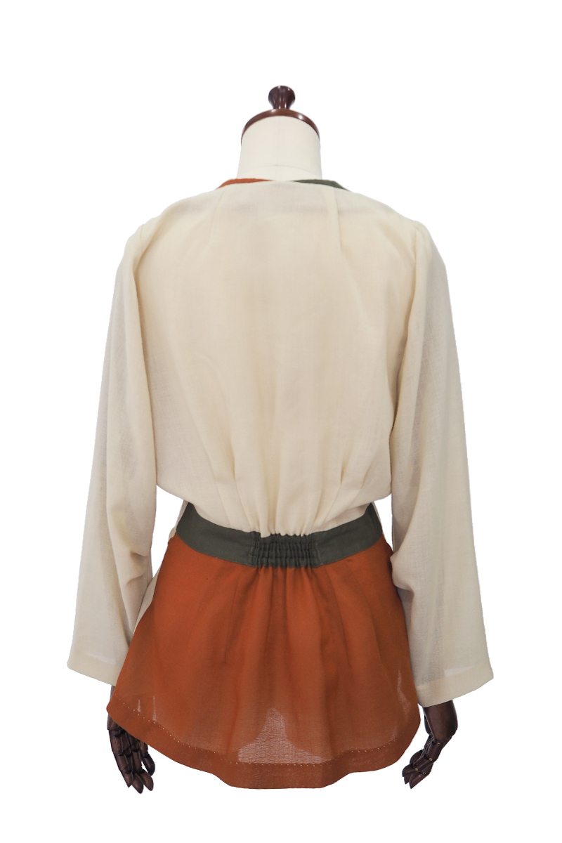 Color Blocking Blouse 詳細画像 Beige 2