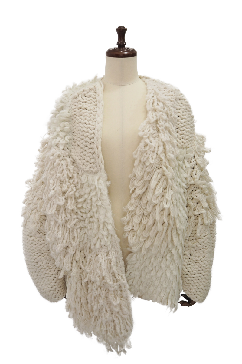 Patchwork Hand-knitted Cardigan 詳細画像 White 1