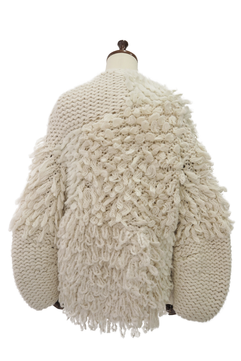 Patchwork Hand-knitted Cardigan 詳細画像 White 2