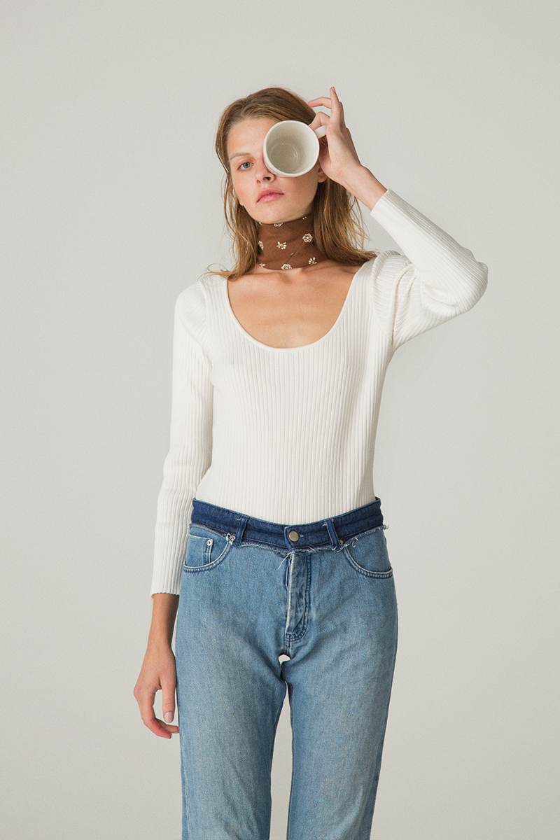 Stretch Knit Bodysuits 詳細画像 White 1