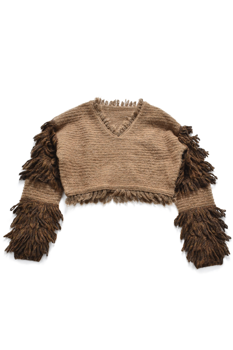 Fringe Knit Top 詳細画像 Brown 2
