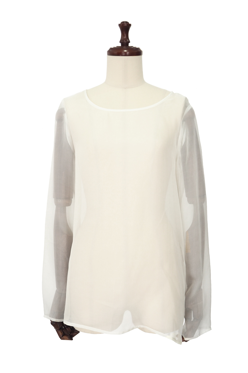 Sheer Long Sleeve Tops 詳細画像 White 1