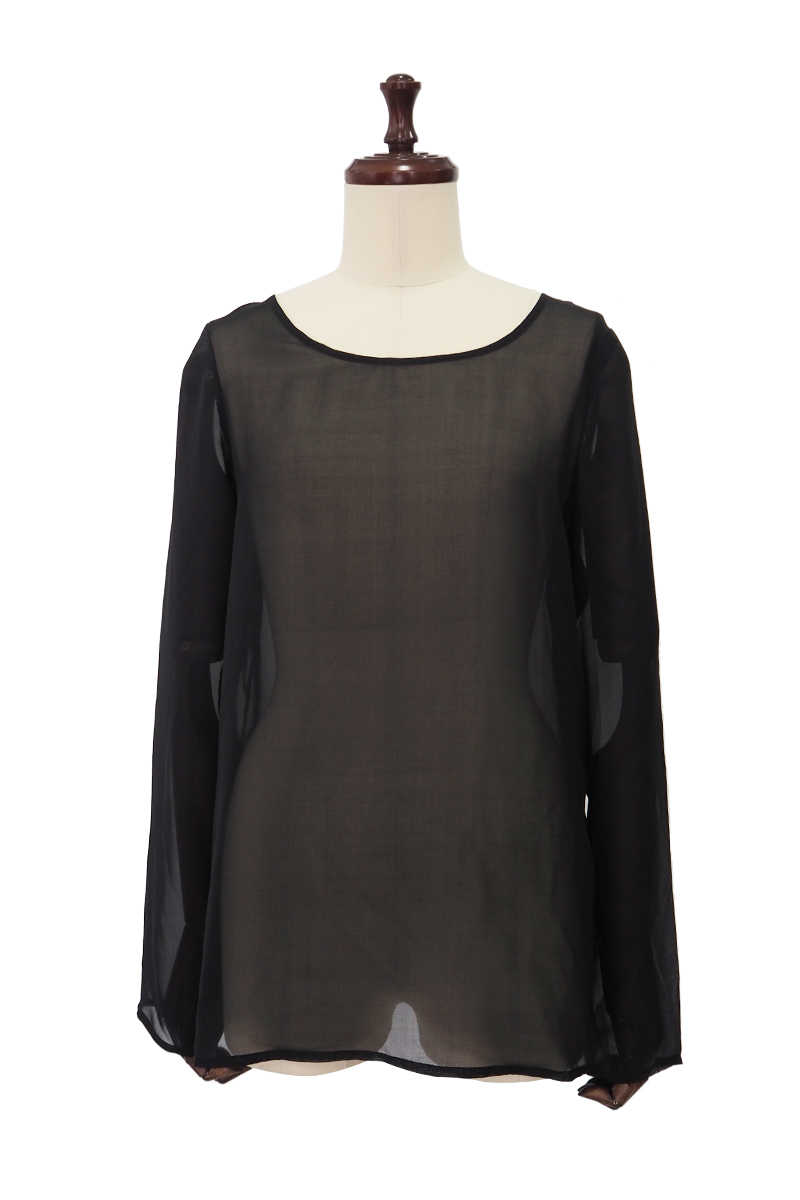 Sheer Long Sleeve Tops 詳細画像 Black 1