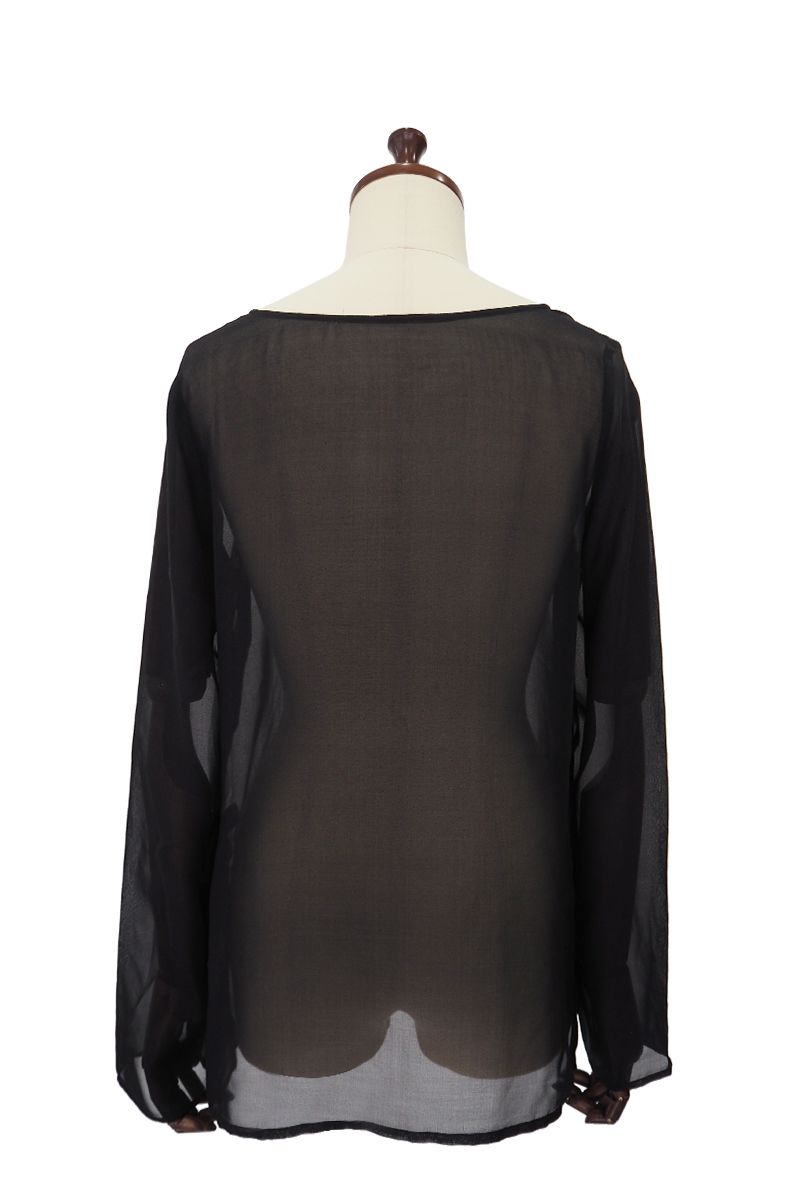 Sheer Long Sleeve Tops 詳細画像 Black 2