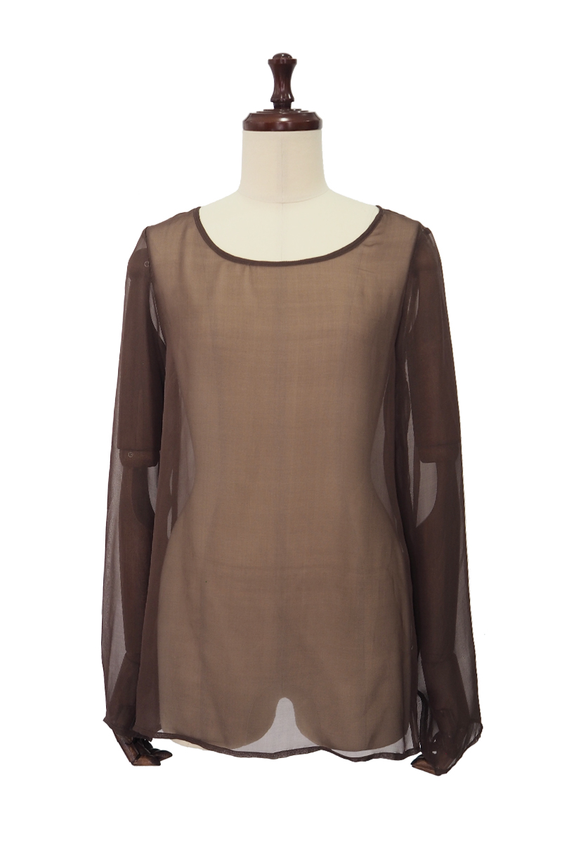 Sheer Long Sleeve Tops 詳細画像 Brown 1