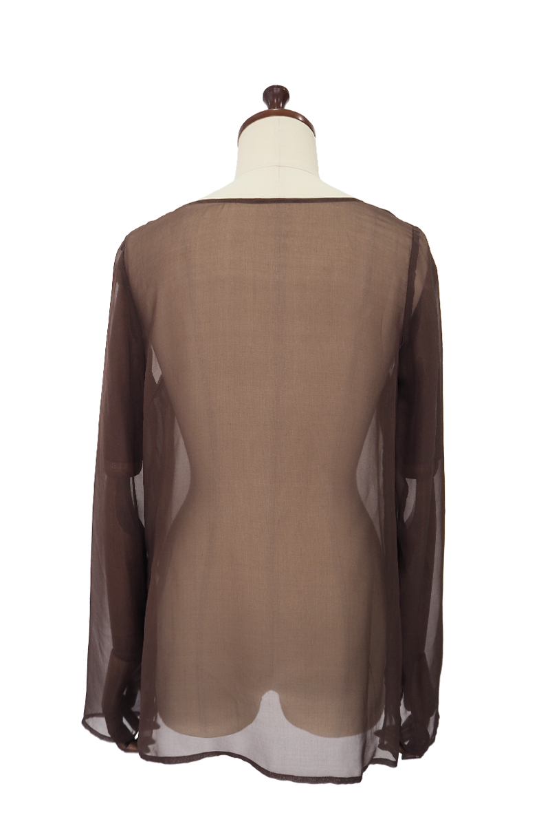 Sheer Long Sleeve Tops 詳細画像 Brown 2