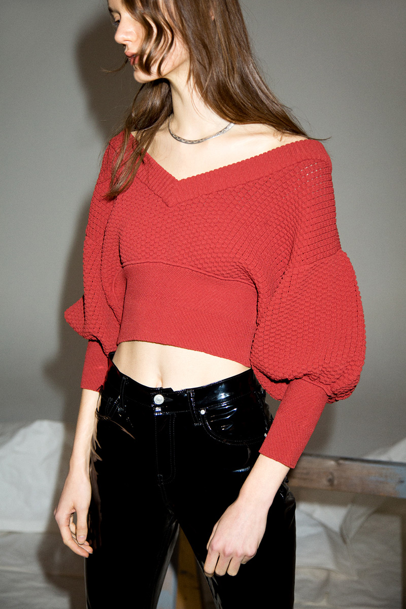 Corset Volume Sleeve Tops 詳細画像 Orange 1
