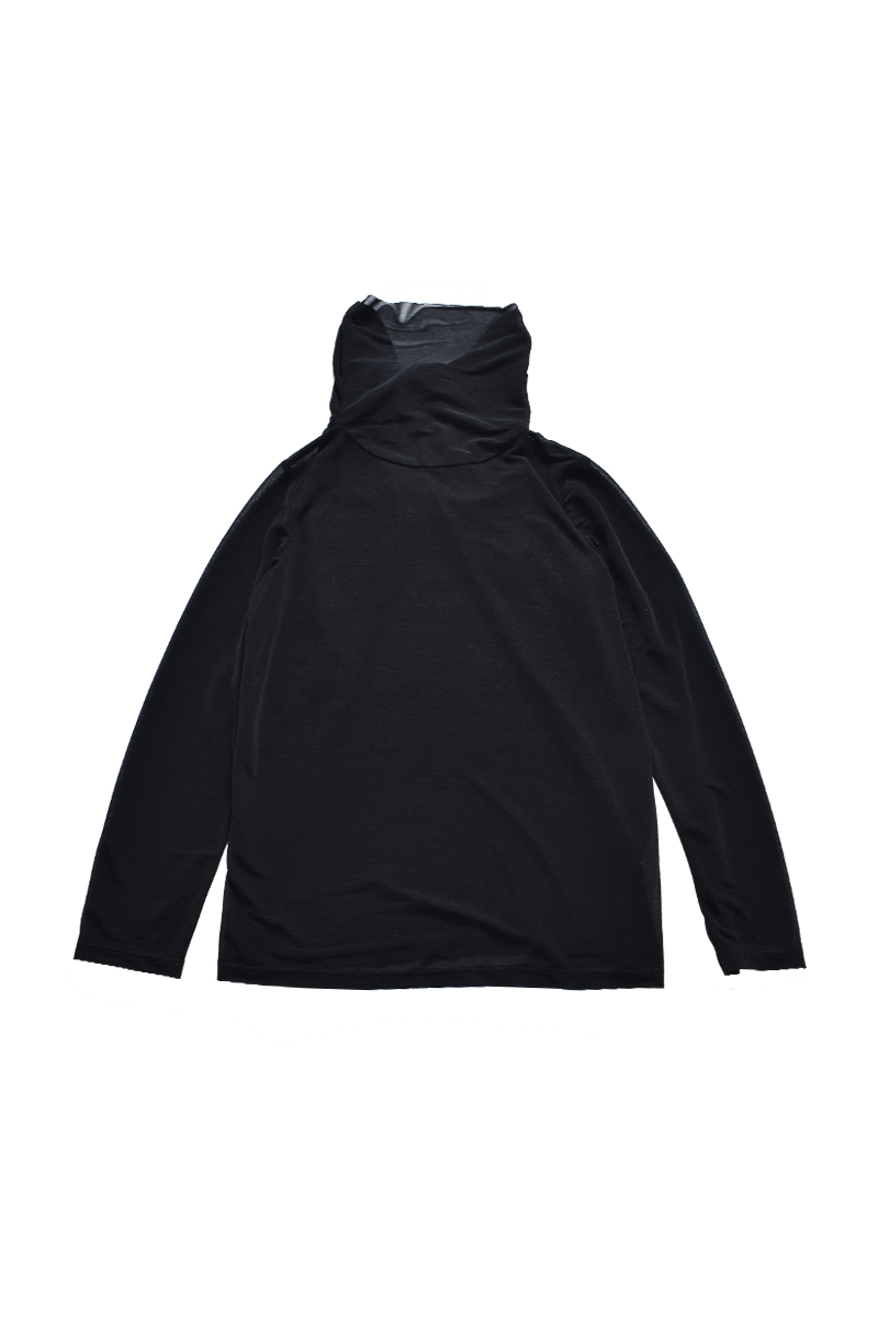 Sheer Neck Scalf Tops 詳細画像 Black 2