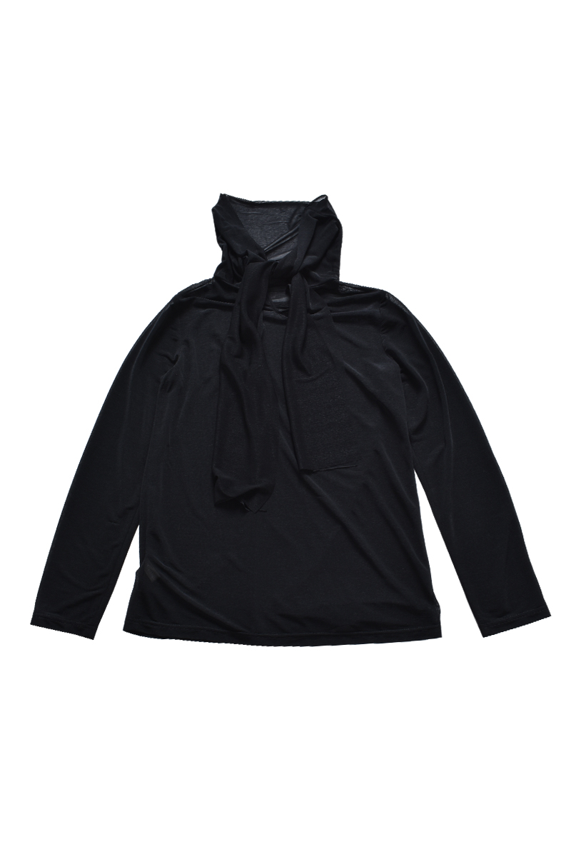 Sheer Neck Scalf Tops 詳細画像 Black 3