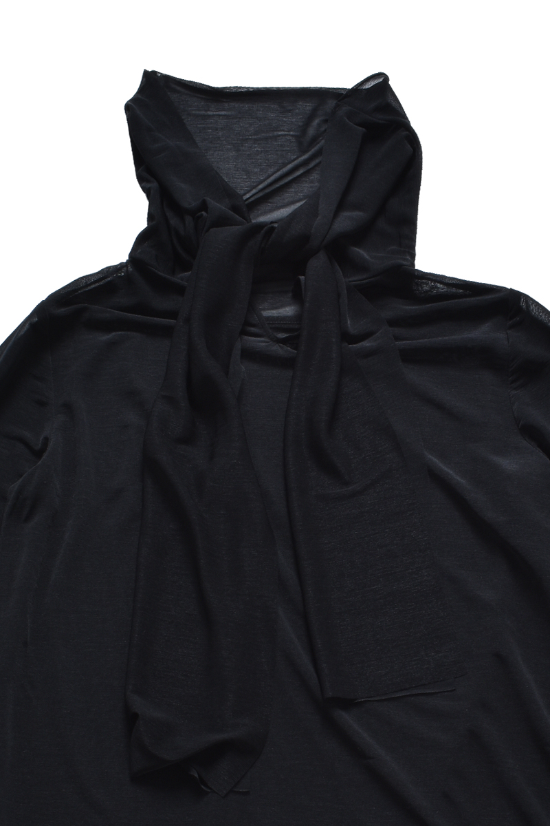 Sheer Neck Scalf Tops 詳細画像 Black 4
