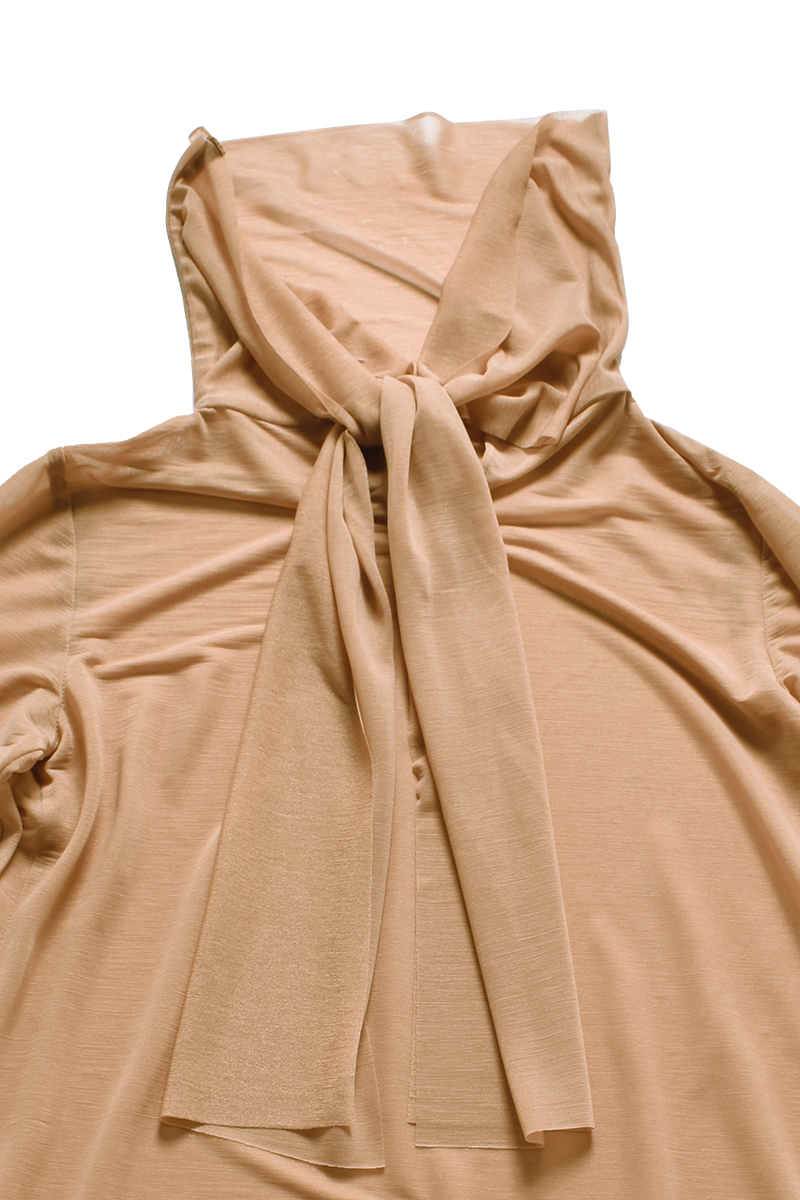 Sheer Neck Scalf Tops 詳細画像 Beige 5