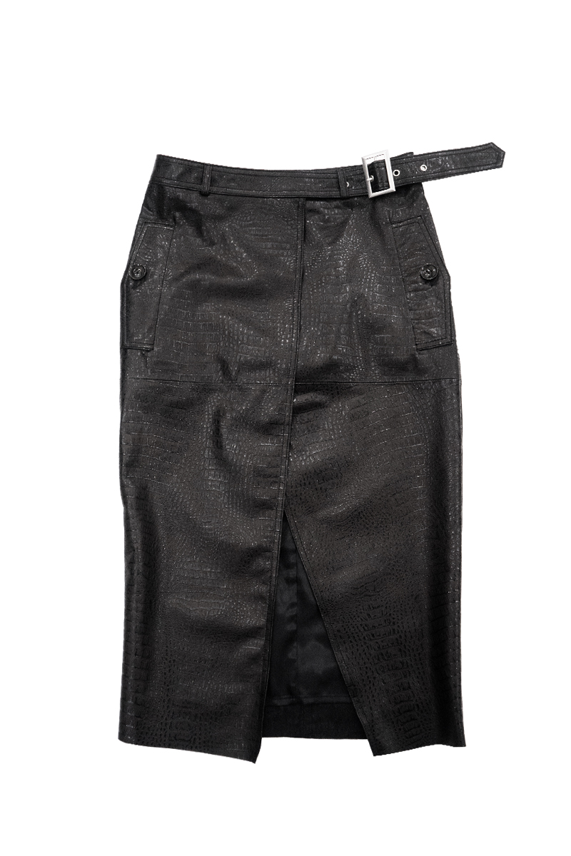 Leather Wrap Skirt 詳細画像 Black 1
