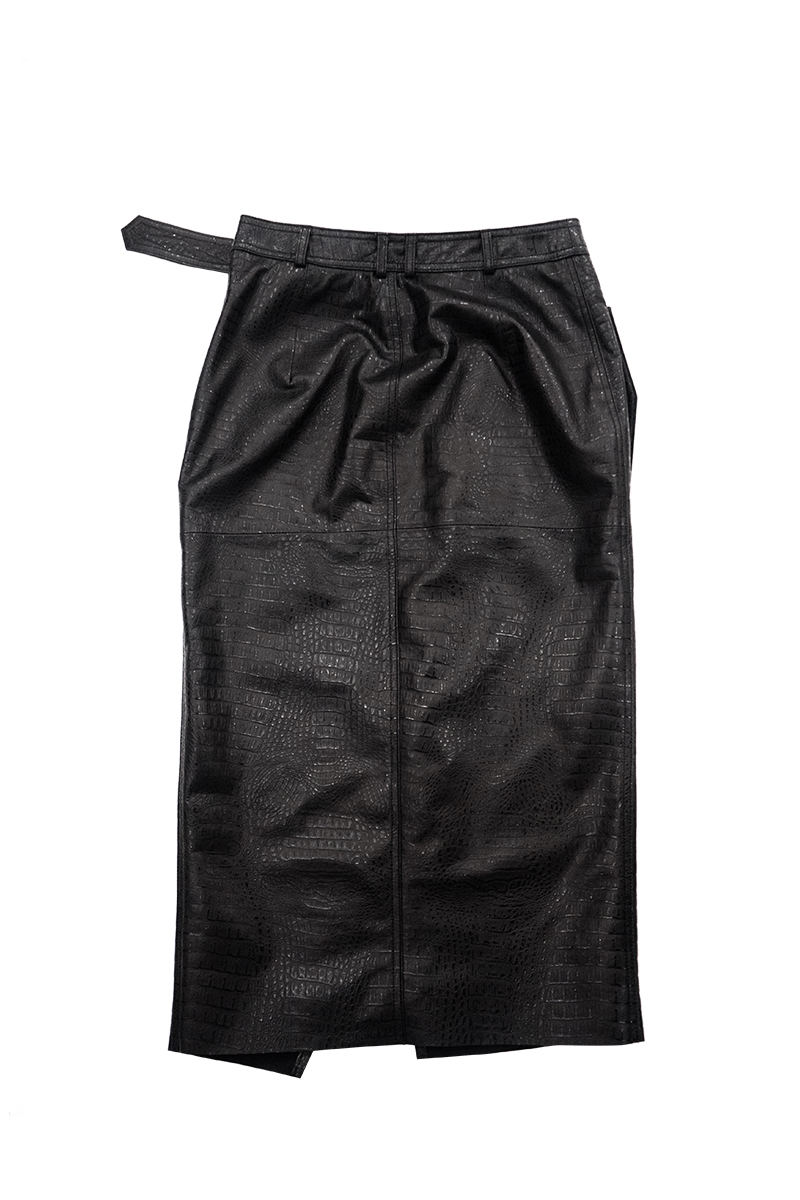 Leather Wrap Skirt 詳細画像 Black 2