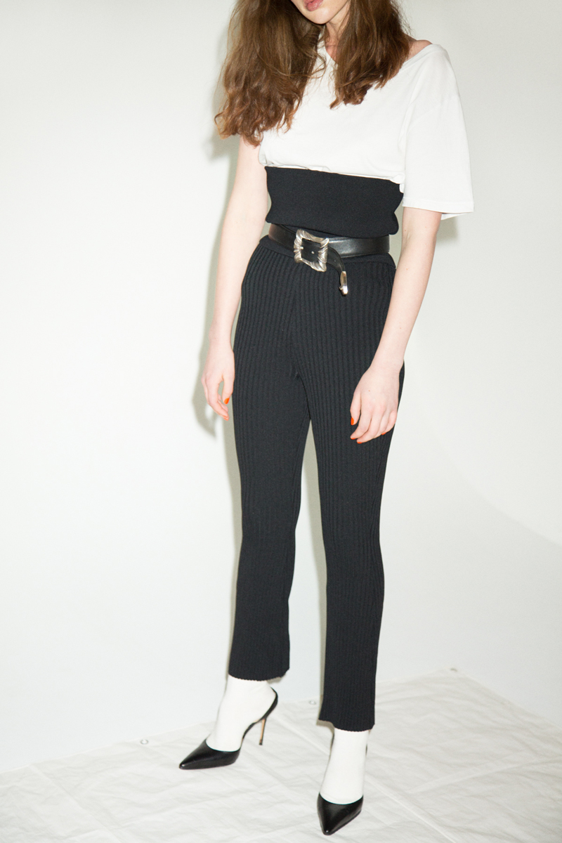 Rib Knit Flair Trouser 詳細画像 Black 1