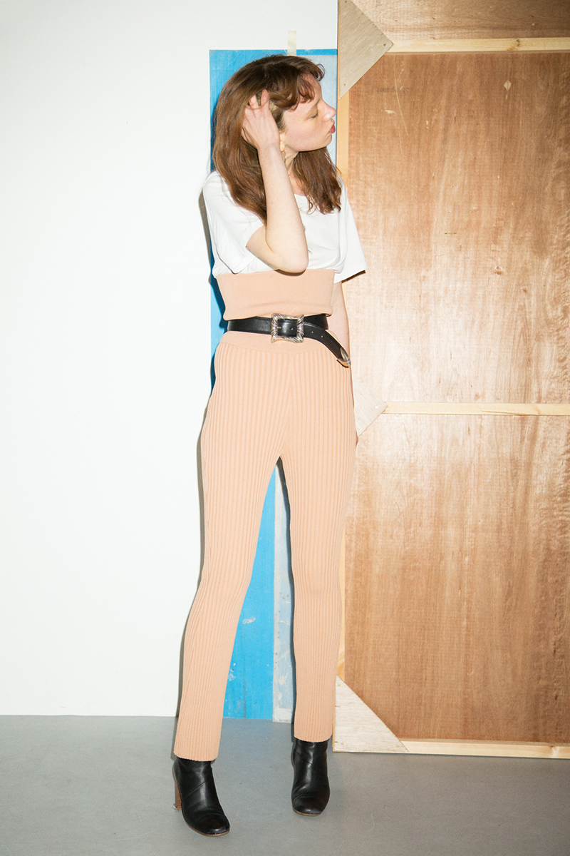 Rib Knit Flair Trouser 詳細画像 Beige 1
