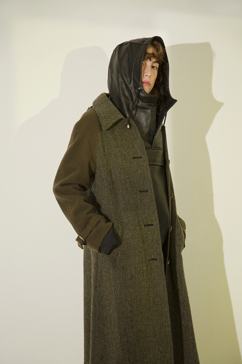 Combination Wool Long Coat 詳細画像 Khaki 1