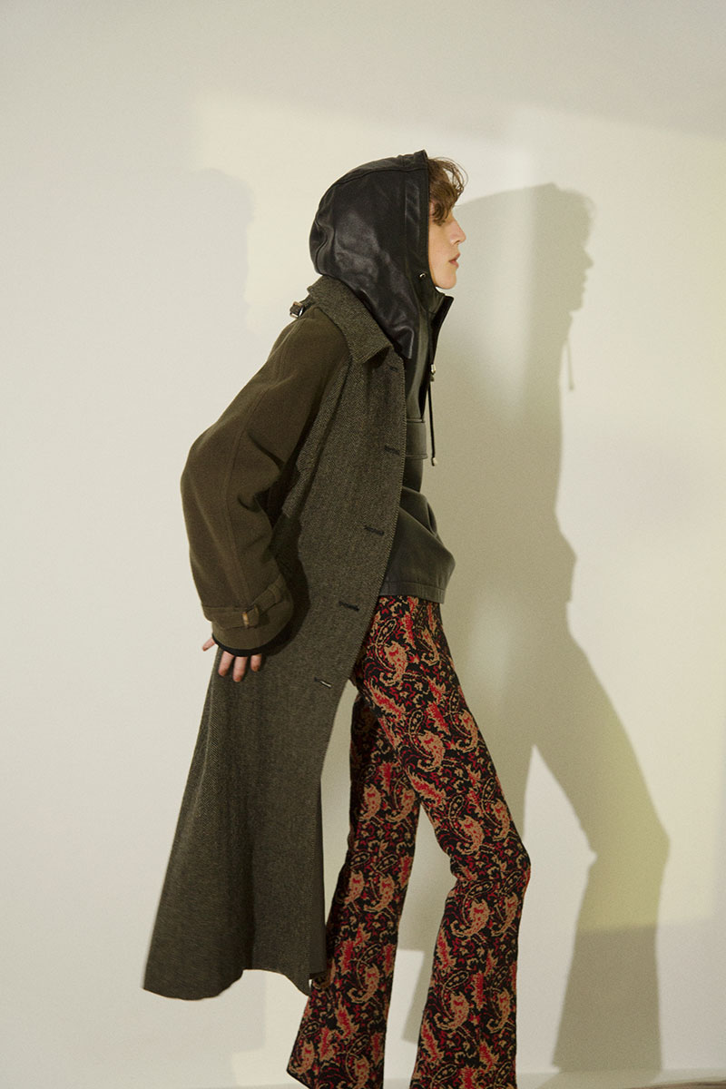 Combination Wool Long Coat 詳細画像 Khaki 2