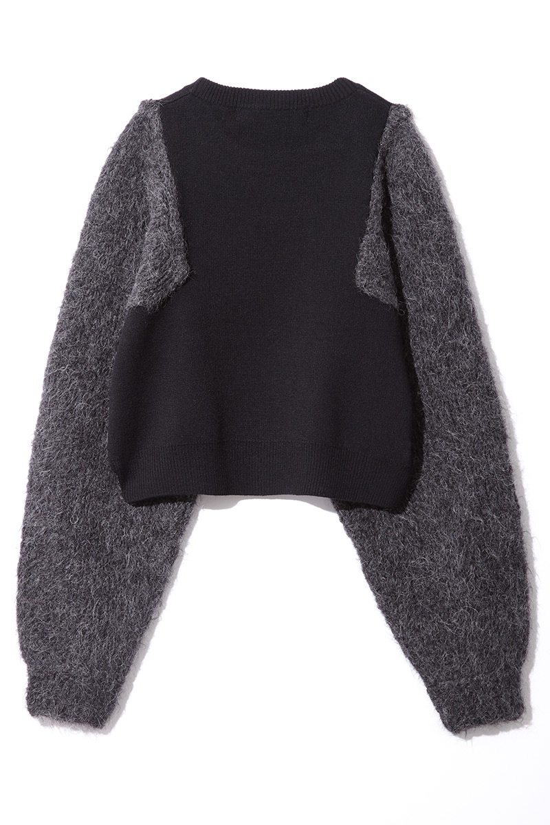 Blocking Sleeve Knit Tops 詳細画像 Black 4