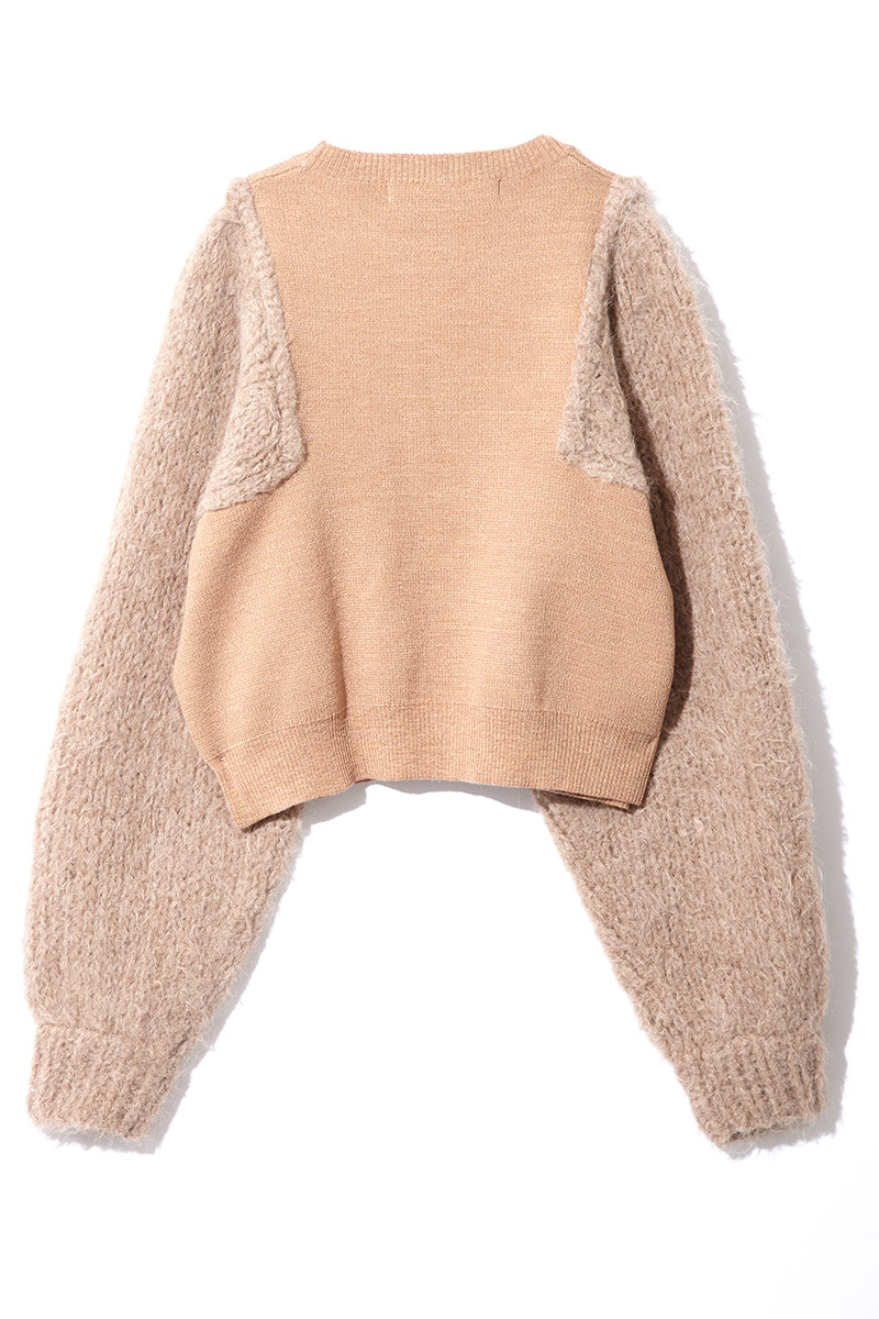Blocking Sleeve Knit Tops 詳細画像 Beige 4