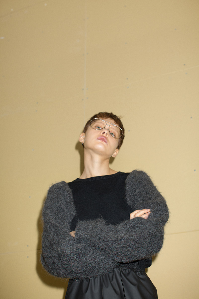 Blocking Sleeve Knit Tops