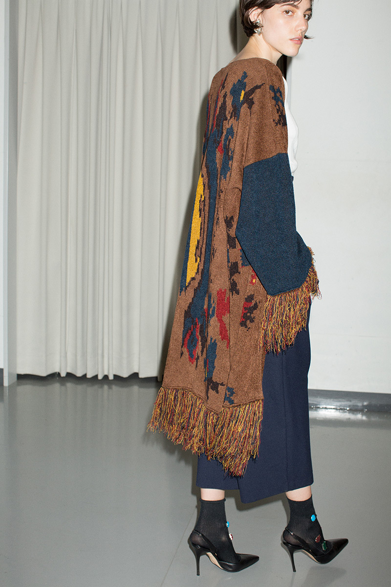 Fringe Knit Jacquard Cardigan 詳細画像 Brown 2