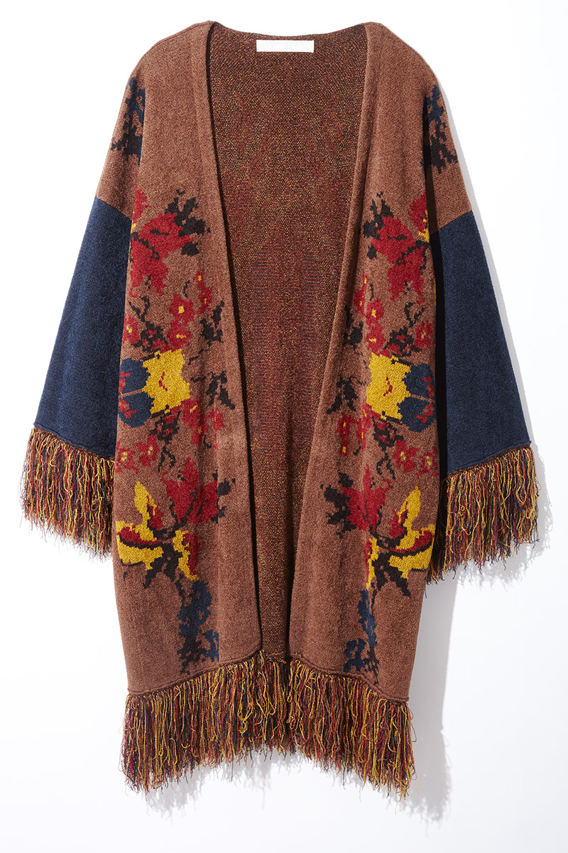Fringe Knit Jacquard Cardigan