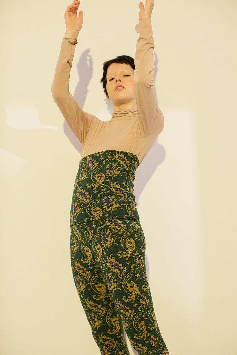 Jacquard Knit Trousers 詳細画像 Green 1