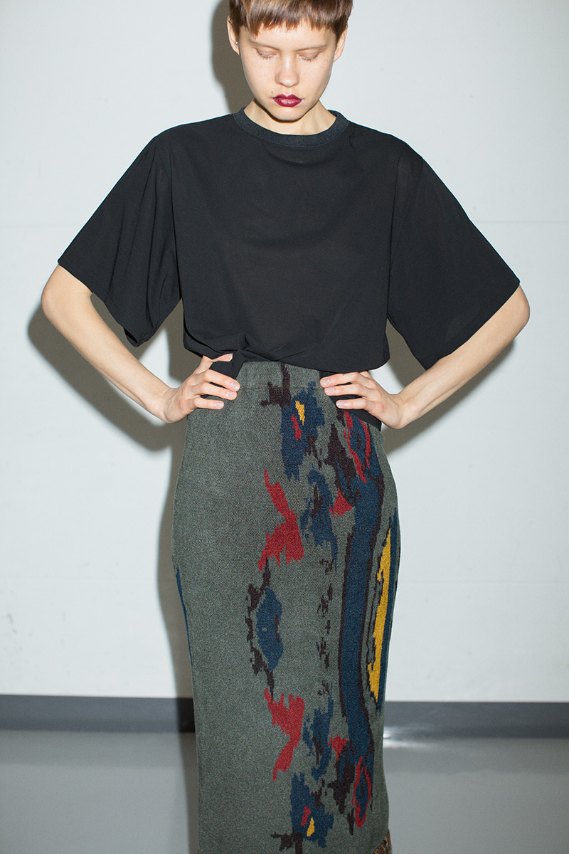Jacquard Knit Fringe Skirt 詳細画像 Green 2