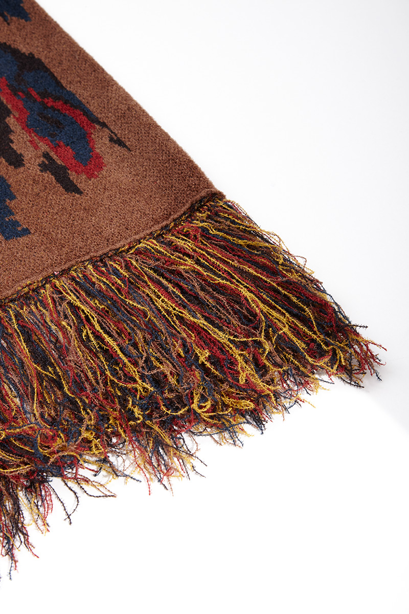 Jacquard Knit Fringe Skirt 詳細画像 Brown 3