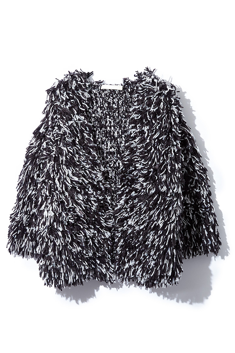 Hand Fringe Knit Coat 詳細画像 Black 3