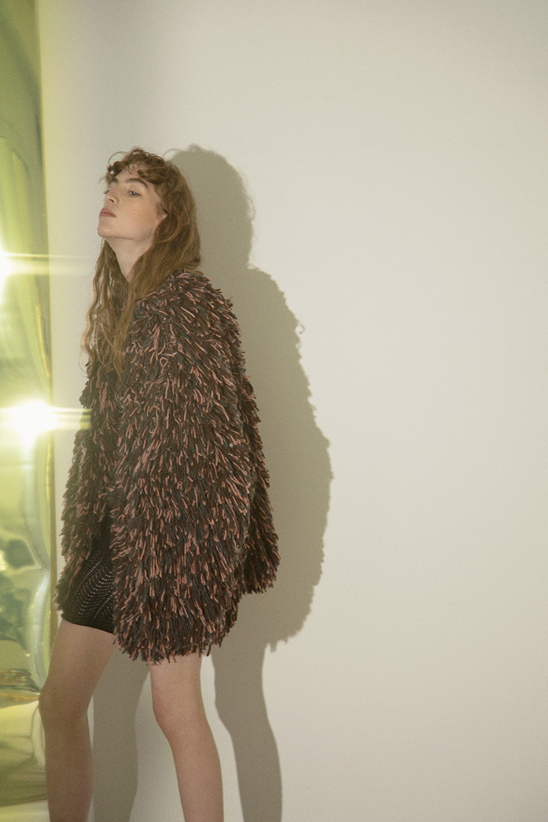 Hand Fringe Knit Coat 詳細画像 Pink 2