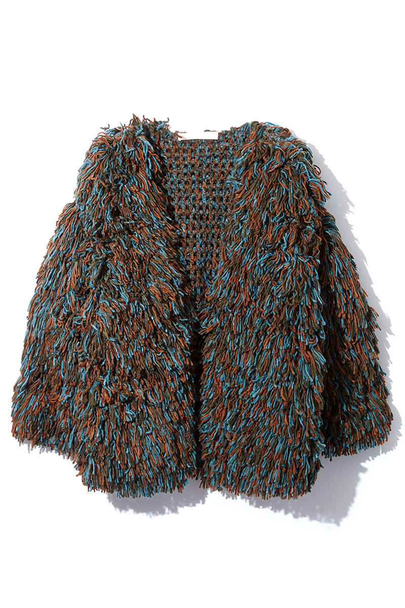 Hand Fringe Knit Coat 詳細画像 Green 3