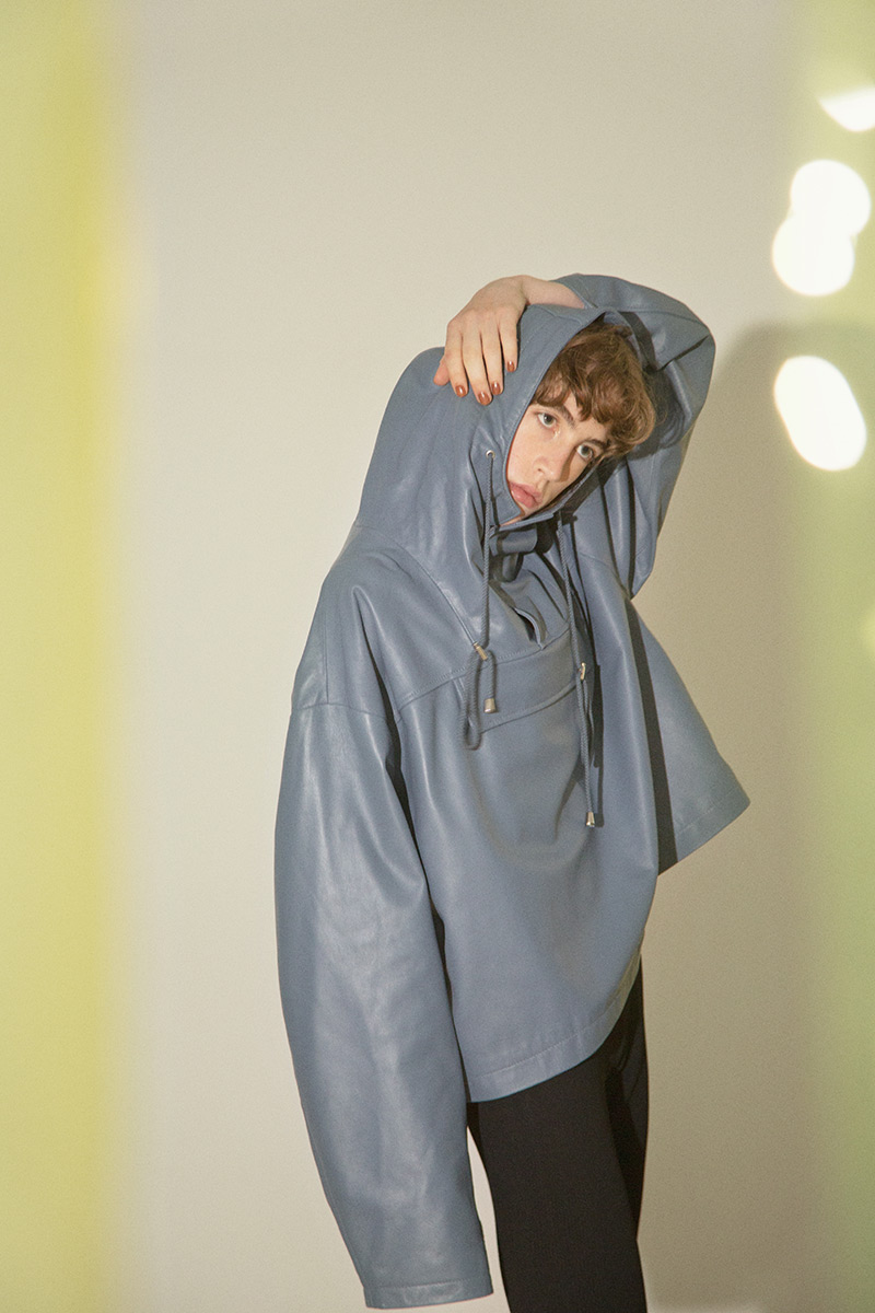 Anorak Leather Hoodie 詳細画像 Blue 1