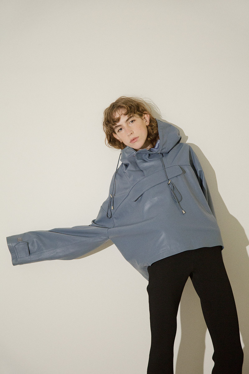 Anorak Leather Hoodie 詳細画像 Blue 2