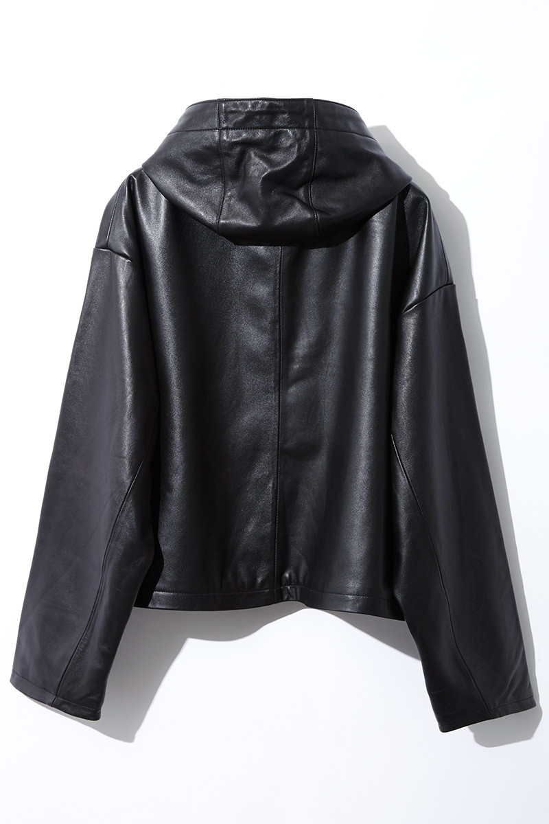 Anorak Leather Hoodie 詳細画像 Black 2