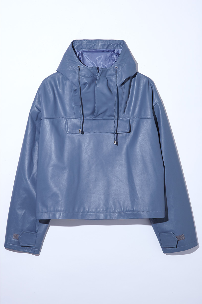 Anorak Leather Hoodie 詳細画像 Blue 1