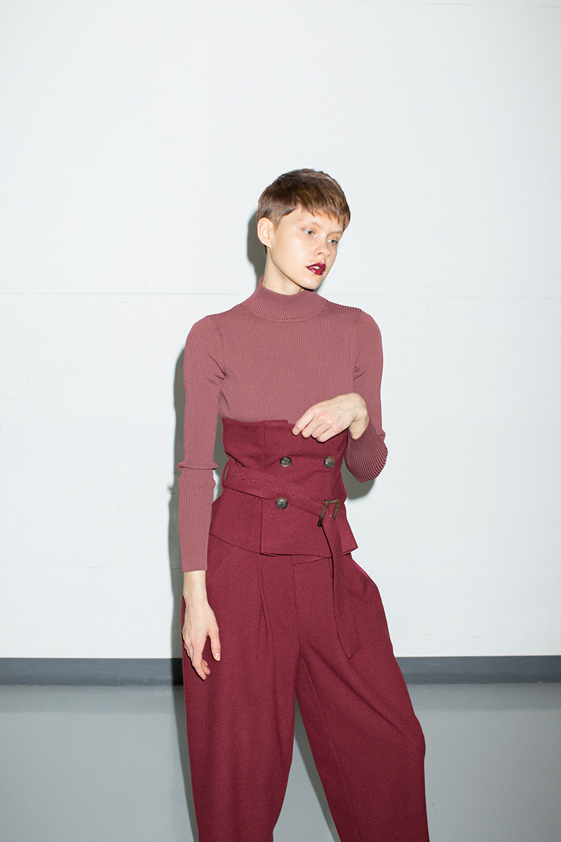 Wide Cropped Trousers Set-up 詳細画像 Bordeaux 1