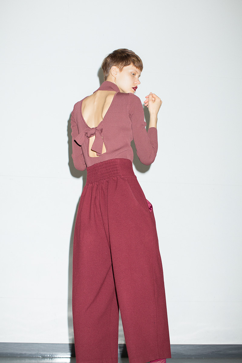 Wide Cropped Trousers Set-up 詳細画像 Bordeaux 2