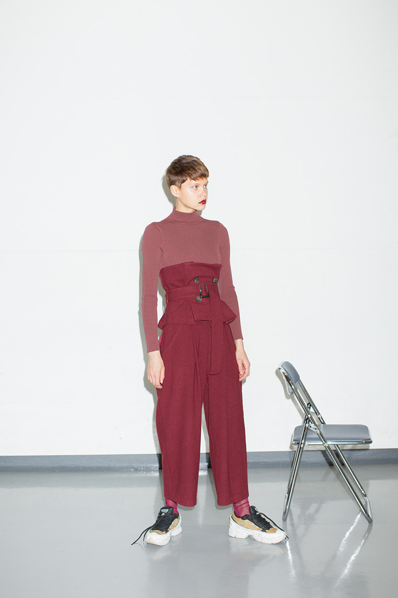 Wide Cropped Trousers Set-up 詳細画像 Bordeaux 3