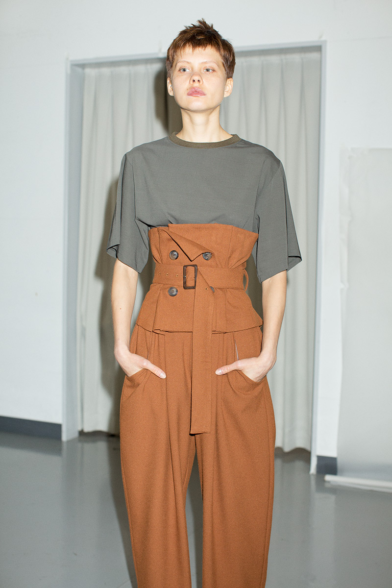 Wide Cropped Trousers Set-up 詳細画像 Brown 1