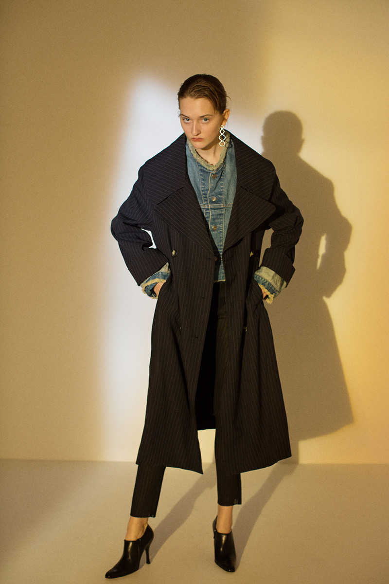 Denim Layered Trench Coat 詳細画像 Blue 1