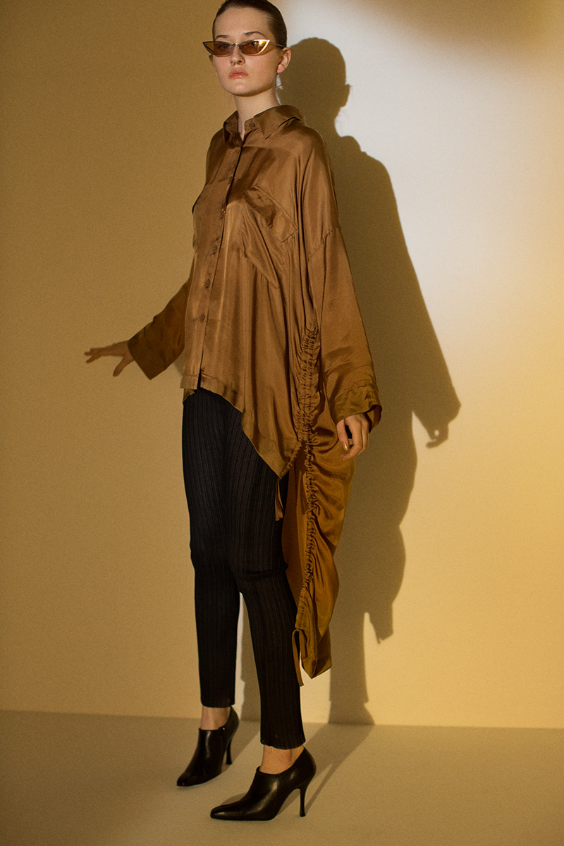 Drawstring Blight Shirts 詳細画像 Brown 1