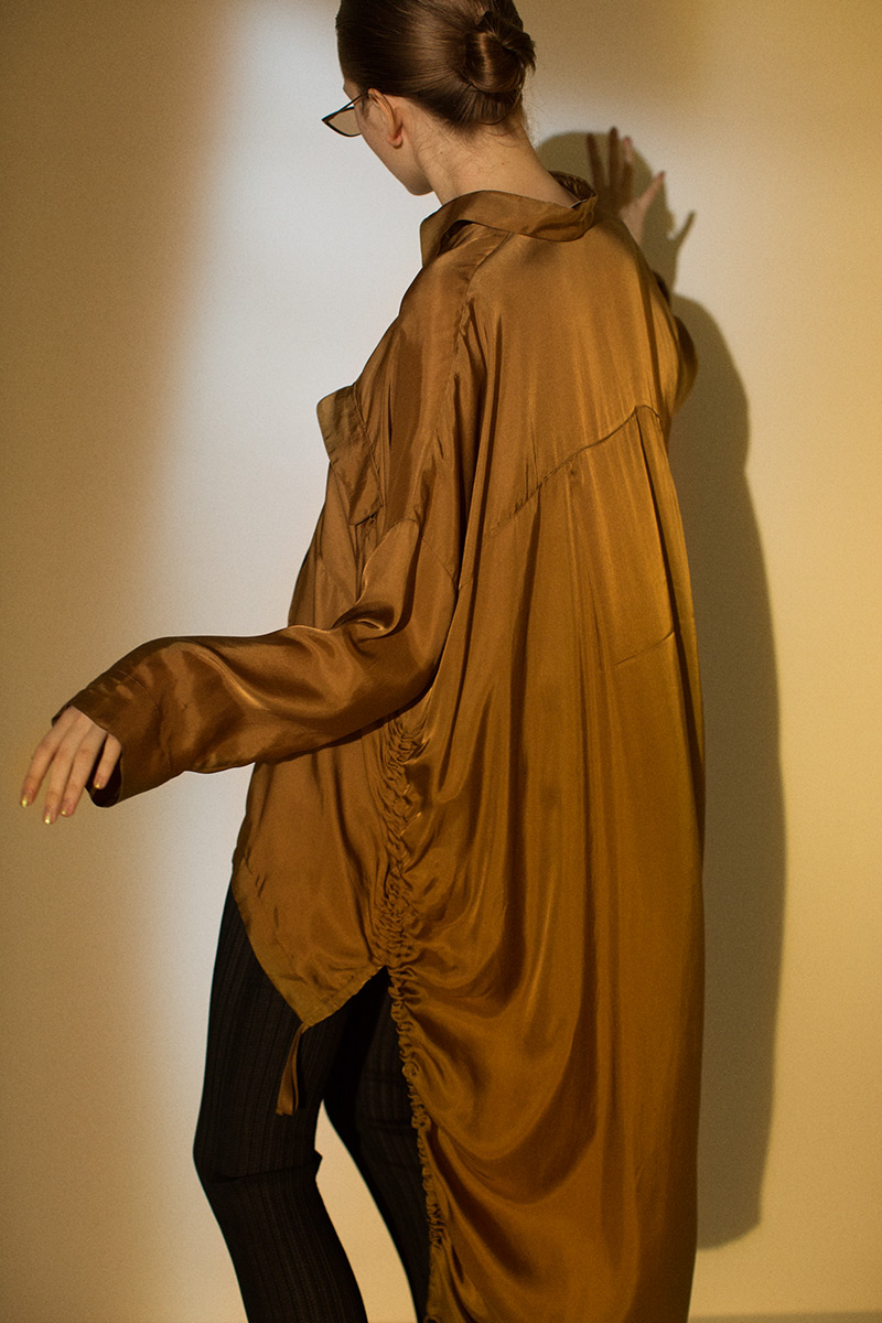 Drawstring Blight Shirts 詳細画像 Brown 2