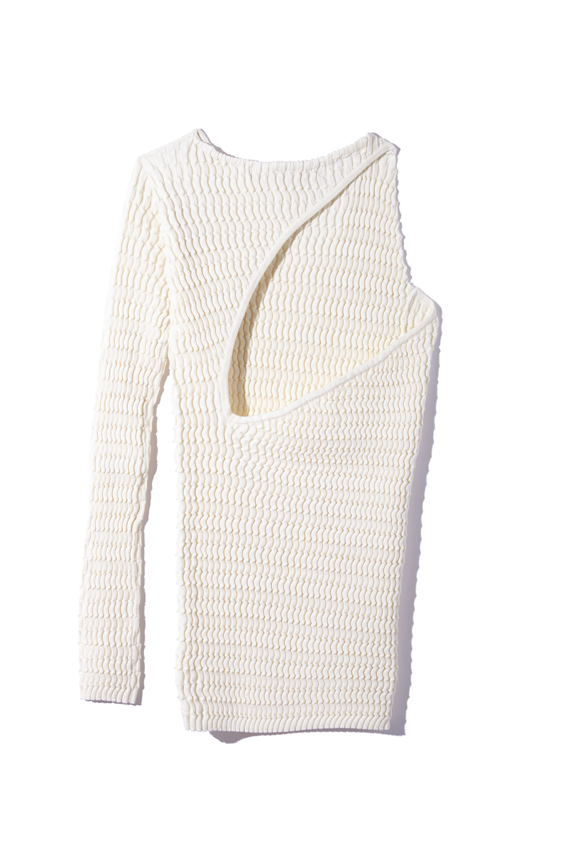 Back Cutting Wave Knitted Top/ White 詳細画像 Back Cutting Wave Knitted Top/ White 2
