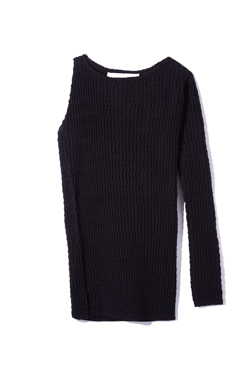 Back Cutting Wave Knitted Top 詳細画像 Black 1