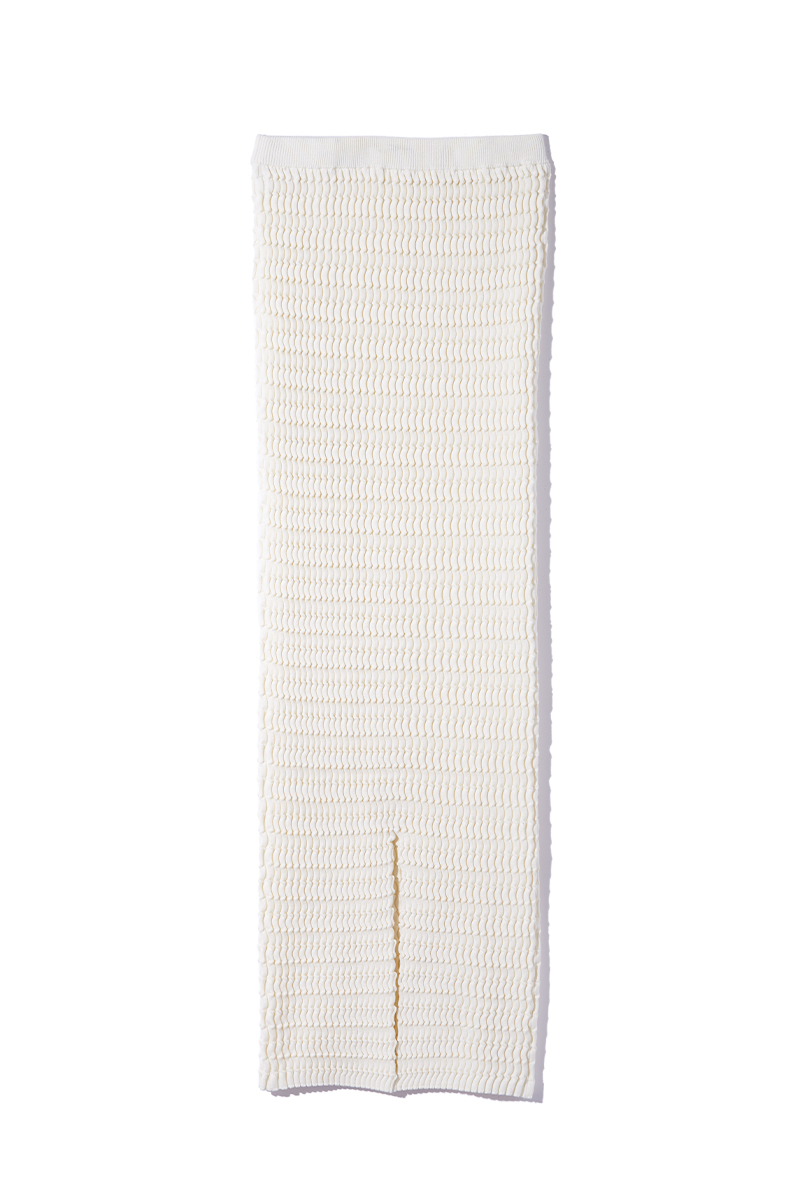 Wave Knitted Pencil Skirt 詳細画像 White 2